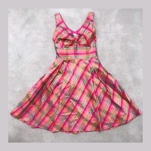 Pink Retro Plaid Dress